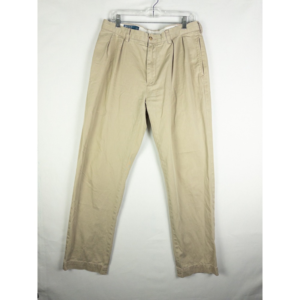 Polo Ralph Lauren Ethan Pleated Chino Pants Mens 34x34 (34x32) Khaki Old Money